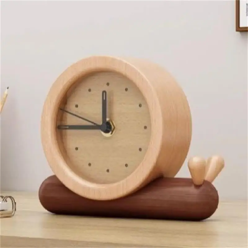 

Simple Solid Wood Desk Clock Small Snail Silent Living Room Table Desktop Clock Watch Bedside Ornament Home Decoration