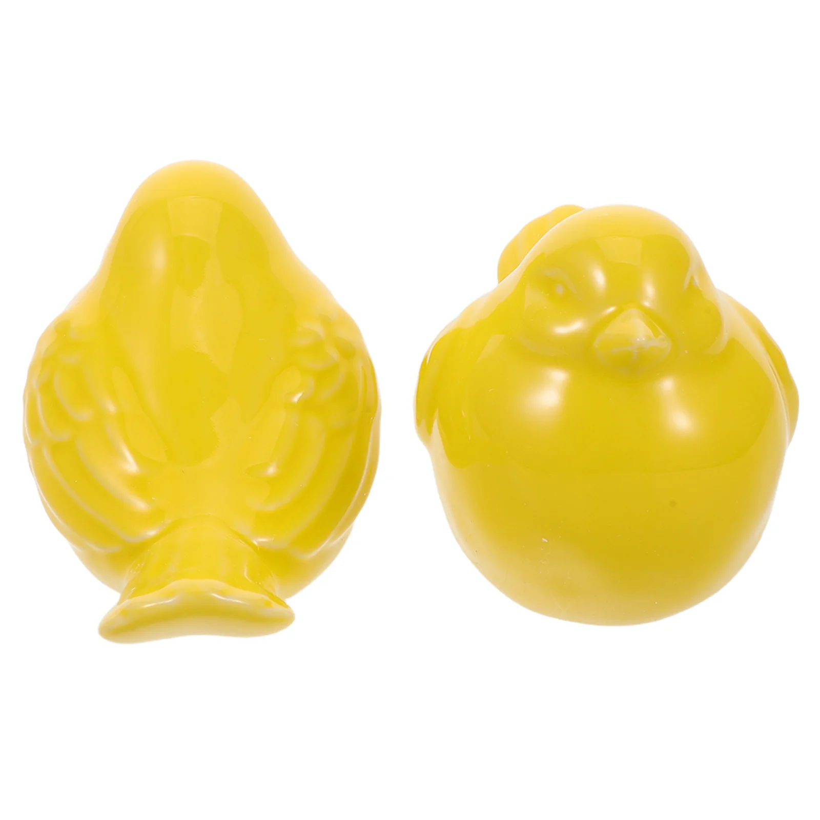 

2Pcs Yellow Porcelain Bird Figurines Nordic Ceramic Sculptures Modern Minimalist Small Birds for Home Office Desk Decoration