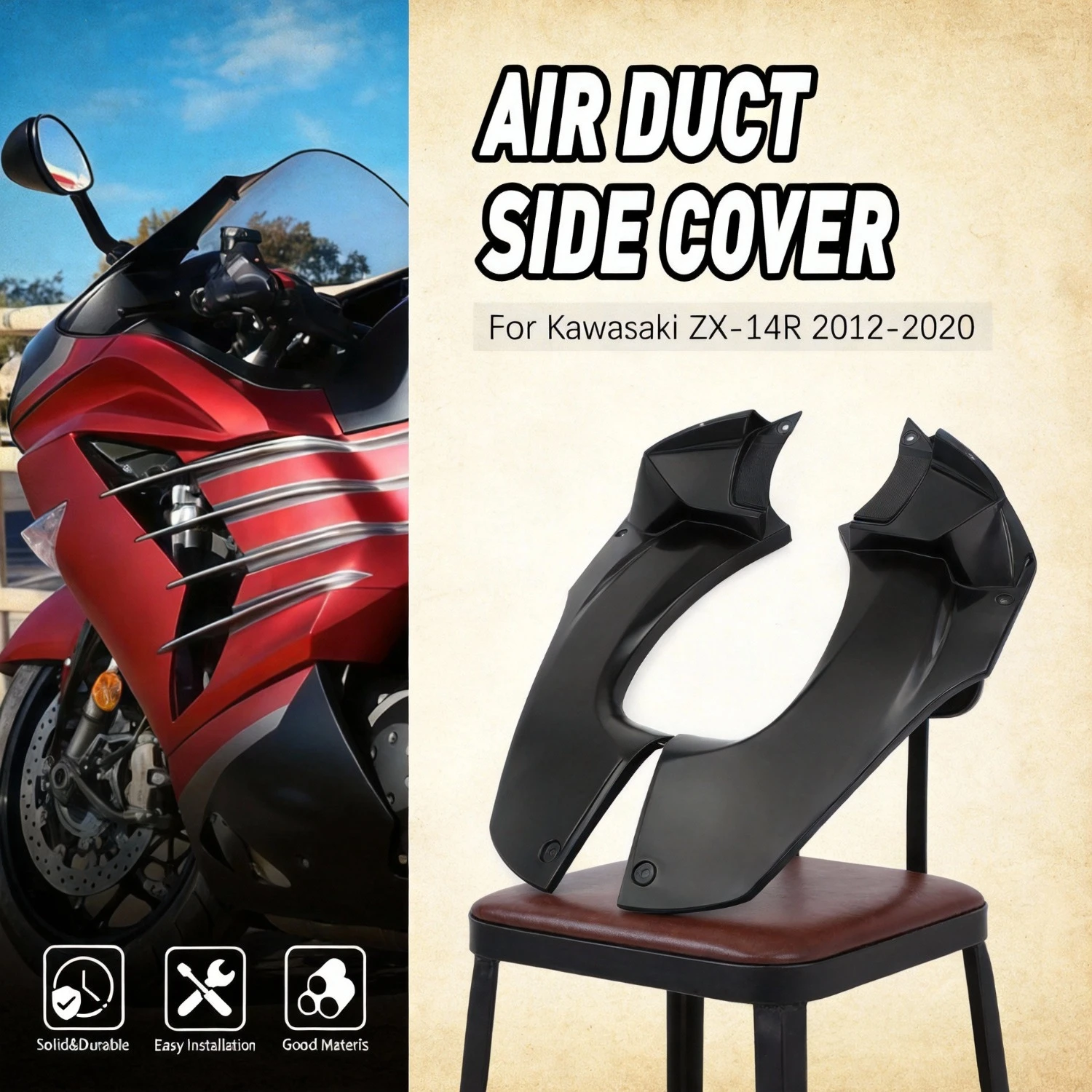 

Accesorios Moto Fairing Infill Air Duct Side Cover Air Breather Box Case For Kawasaki ZX-14R ZX14R 2012 2013 2014 2015 2016-2020