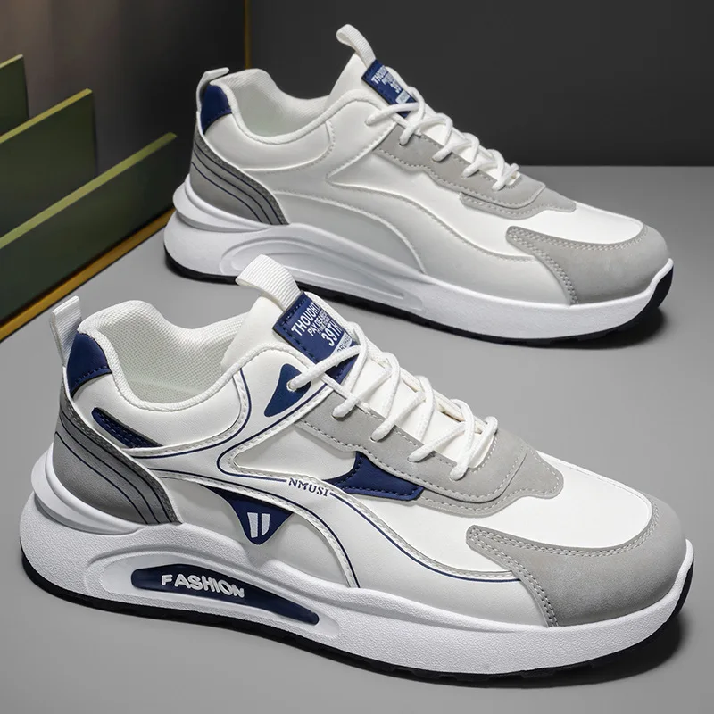 

Men's Spring Breathable Leather Sports Shoes Trend Versatile Thick Sole Anti-Slip Casual Outdoor Comfort
