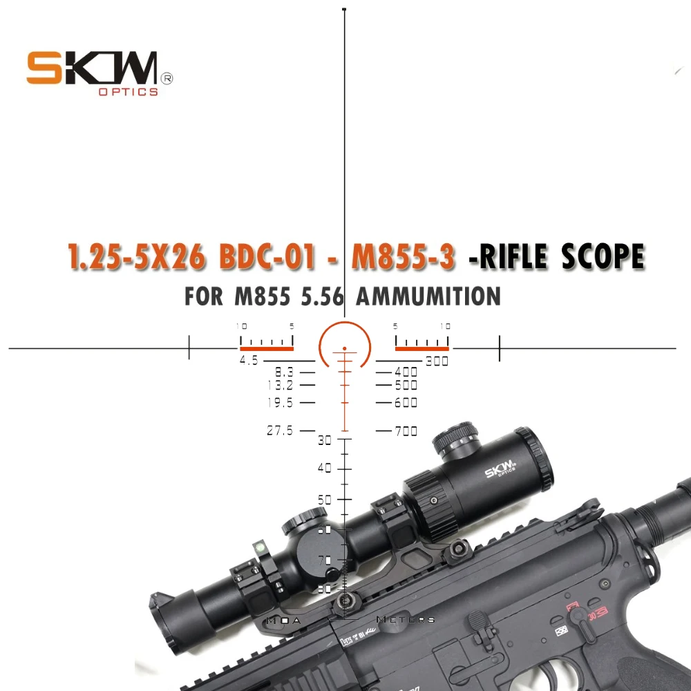 

Free Shipping SKWoptics 1.25-5x26 Tactical Riflescopes Hunting AR15 Scope M4 AR sight AR15 BDC reticle 30MM Scope Mount