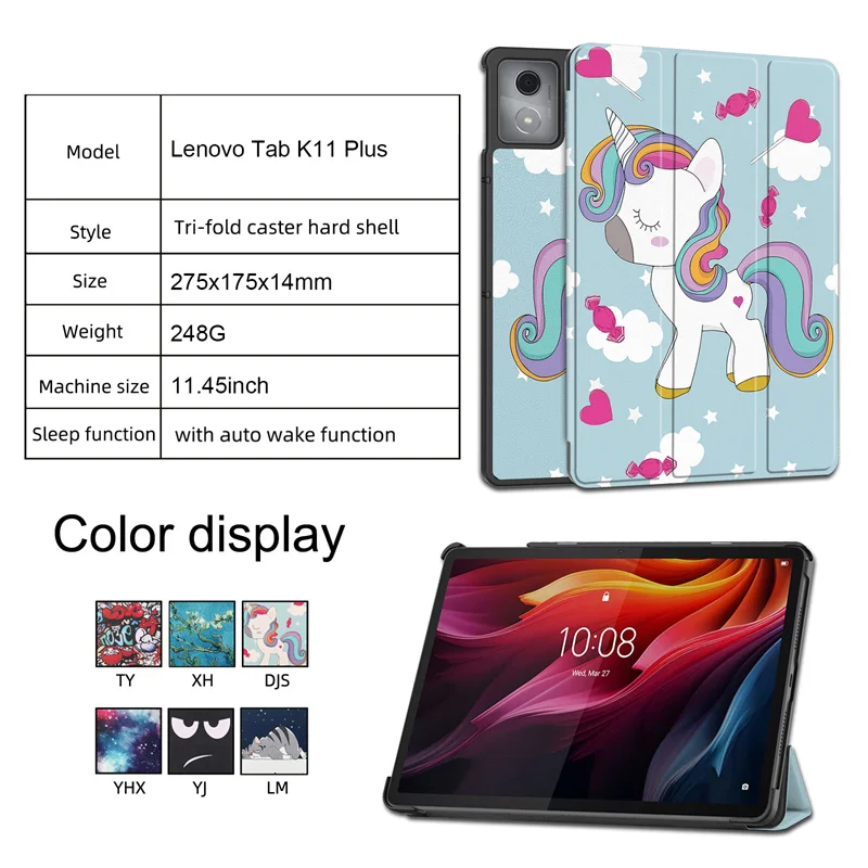 for Lenovo Tab K11 Plus 11.45 inch PU Leather Foldable Stand Hard Shell Tablet PC Cover case