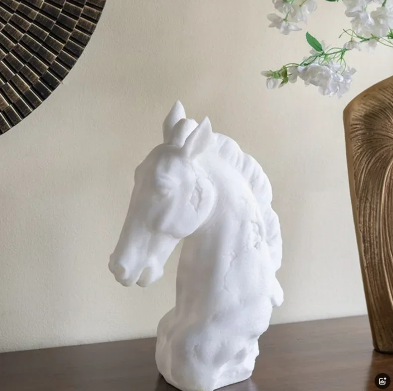 American Antique Resin Base Horse Head Statue Decoration Item Home Livingroom Furnishing Ornaments Study Office Desk Accessories