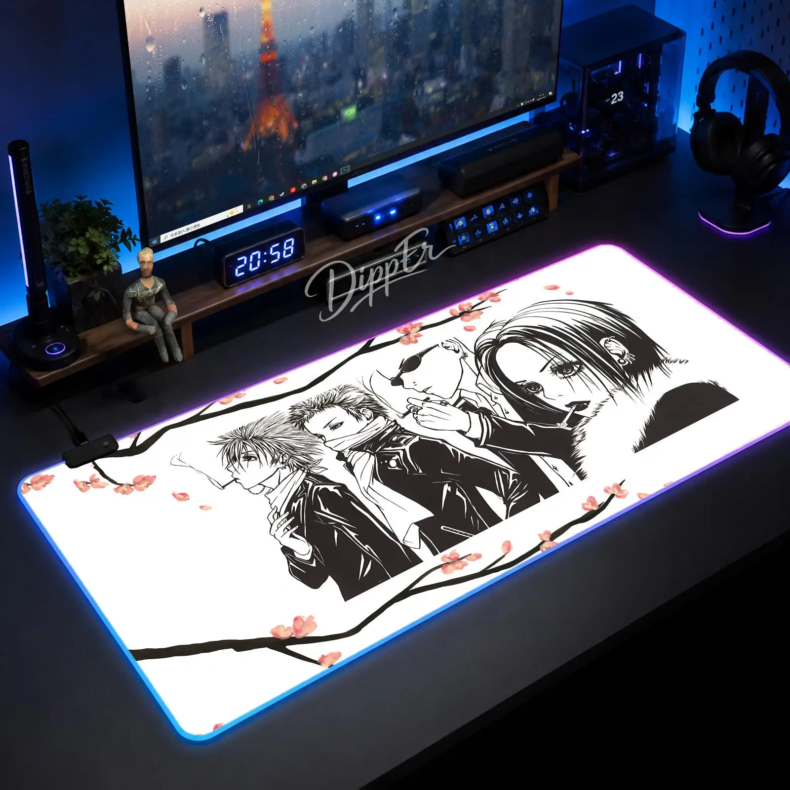 

Game Nana Mouse Pad Gaming Anime Mouse Pad XXL RGB Desk Mats LED Table Pads Backlit Rubber Desktop