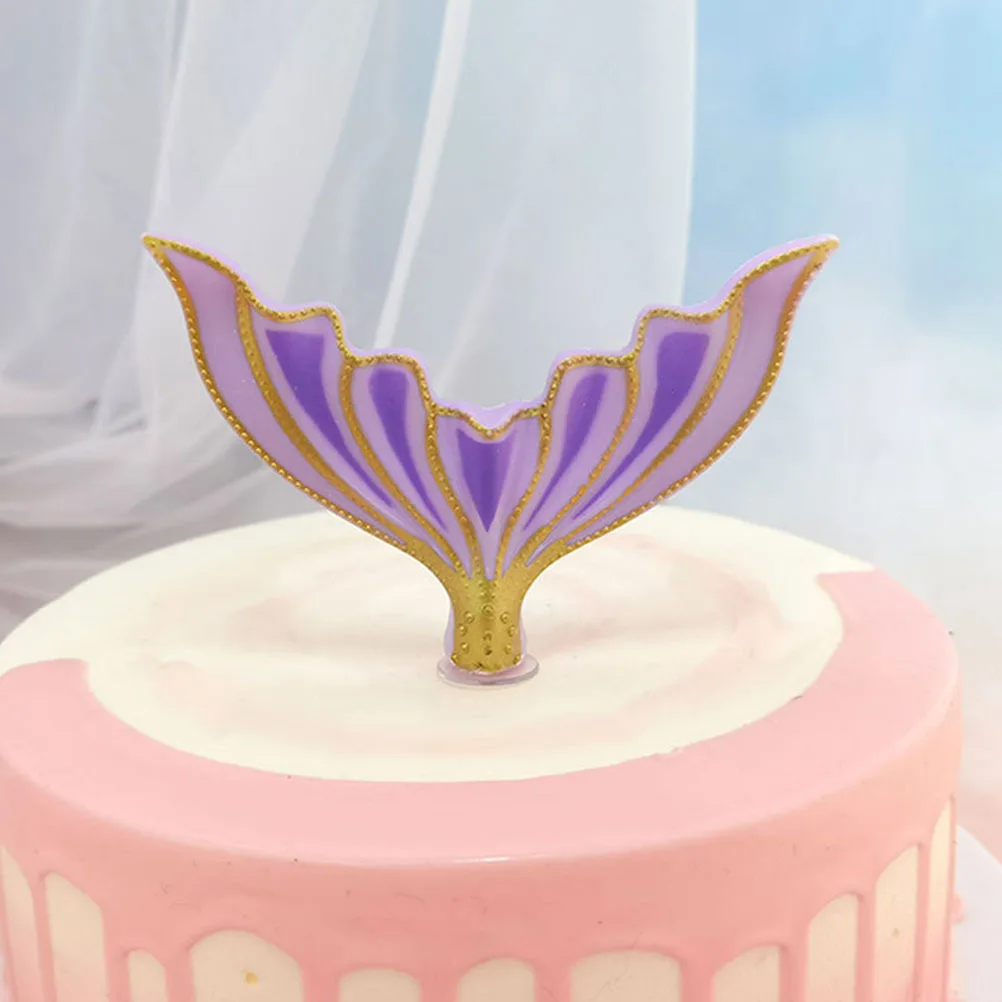 2Pcs Exquisite Cake Topper Decor Fishtail Shape Premium Material for Bakery Home Decoration Creative Baking Adorn Unique Cake