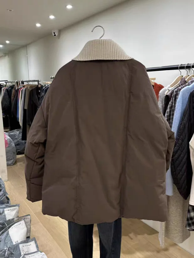 Coreano Sle Donna Du down Jaet Caldo lavorato a maglia Patchwork Colletto Cerniera ket Cappotto Lungo Sve Regular Fit Abbigliamento quotidiano