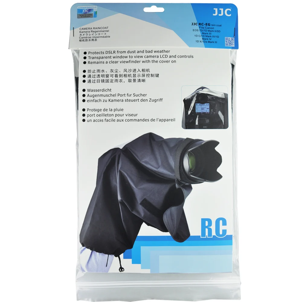 JJC DSLR Rain Cover Waterproof Protector Raincoat for Canon EOS 1Ds Mark III/1D Mark IV/5D Mark III/7D MARK II Camera with Eg