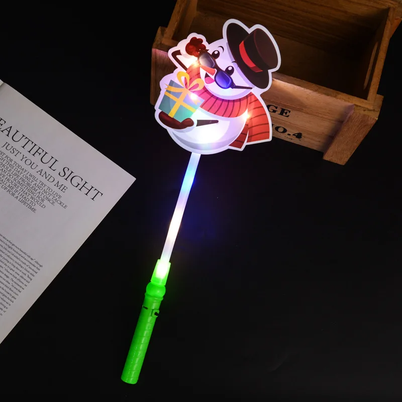 Merry Christmas Flashing Luminous Stick LED Old Man Snowman Handheld Glow Sticks Birthday Party Atmosphere Props Light Up Toys