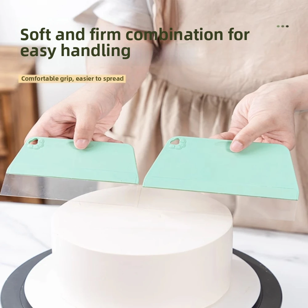 Portable Soft Head Cake Scraper Flexible Plastic Cake Smoother Icing Tool Household Baking Tool
