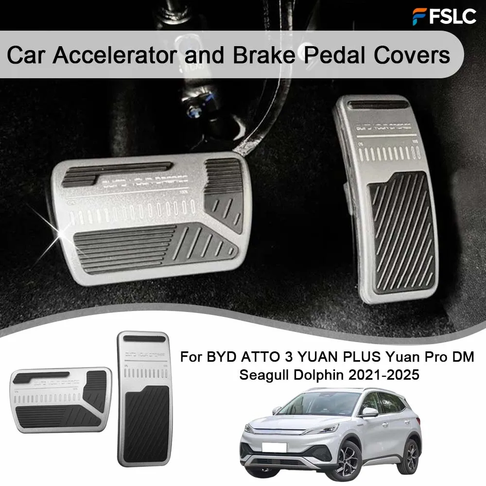 Cubiertas Decorativas para Pedales de Acelerador y Freno para BYD ATTO 3, YUAN PLUS, Yuan Pro DM, Seagull, Dolphin 2021-2025, Accesorios para Mejorar el Automóvil