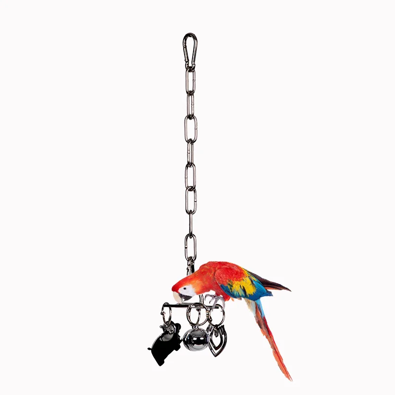 Parrot Rings 304 Stainless Steel Metal Medium Large Parrot Bird Toys Bite Climb Development Puzzle Hanging Display Pendant