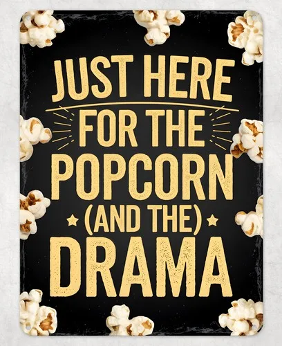 Funny Popcorn and Drama Metal Poster Wall Tin Sign Man Cave Shed Home Plaque --Tin Sign
