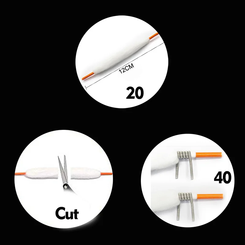 20 قطع حقيبة لتقوم بها بنفسك أدوات السجائر الإلكترونية لفائف محملة مسبقا القطن العضوي 120 سنتيمتر ل البخاخة Rda Rta Vape اكسسوارات الترويج