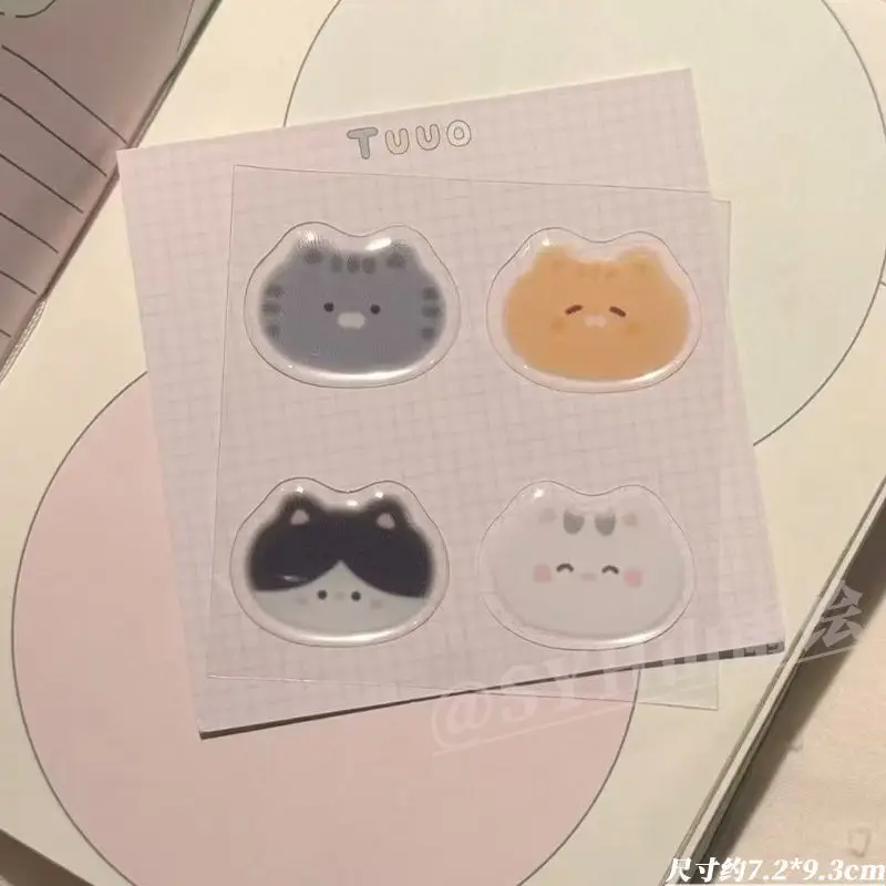 Adesivos de Gelatina em Relevo de Gato Kawaii, Adesivos Decorativos DIY para Materiais Escolares, Câmeras, Celulares e Acessórios de Computador