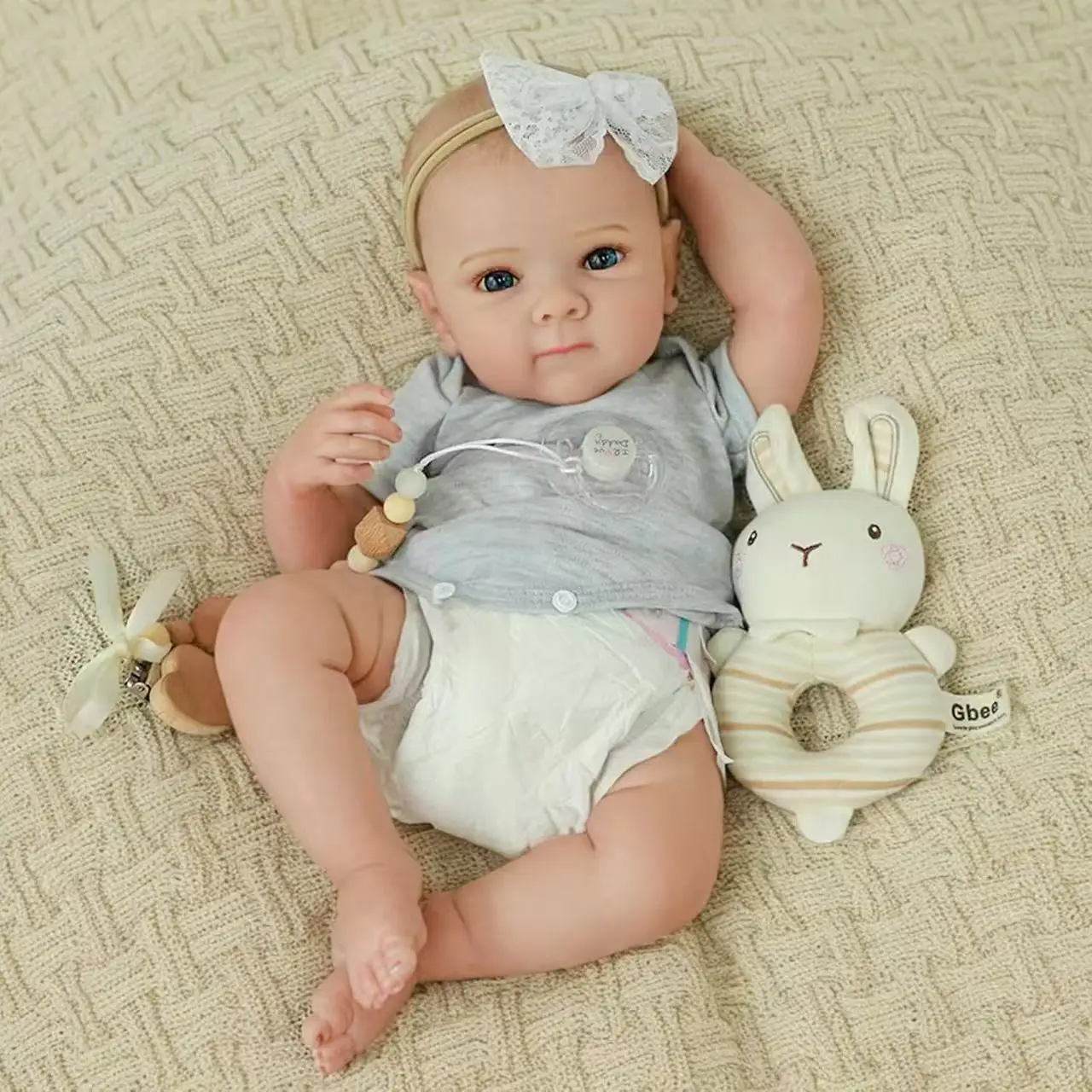 Muñeca de bebé recién nacido de 45cm, juguete lavable de silicona suave, muñeca de pelo con pintura a mano, muñeca realista, juguete, regalo de Navidad para niños