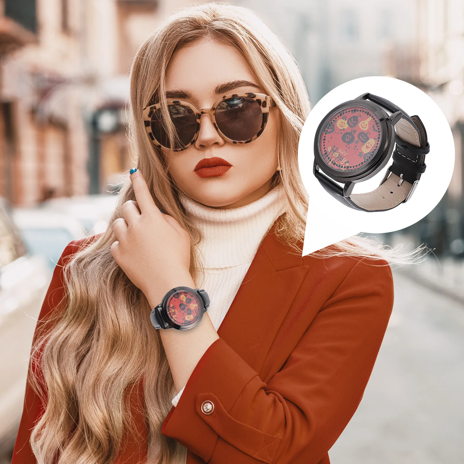 

1Pcs Halloween Touch Screen Watch Black Color Creative LED Wristwatch Lightweight Stylish Festive Halloween Gift Waterproof