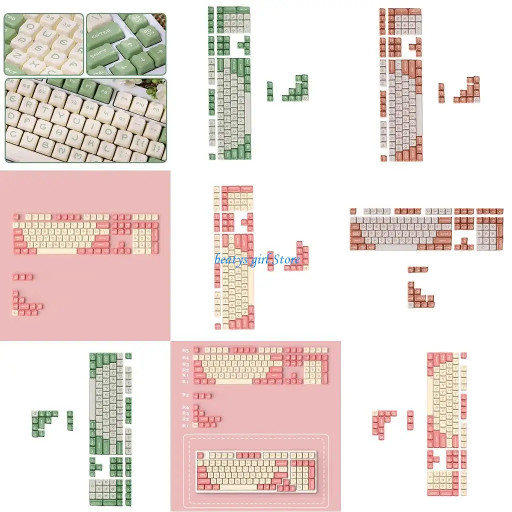 

C7AB 122Keys Cartoon Bear Keycaps Set Double Color Molded PBT Keycaps for Mechanical