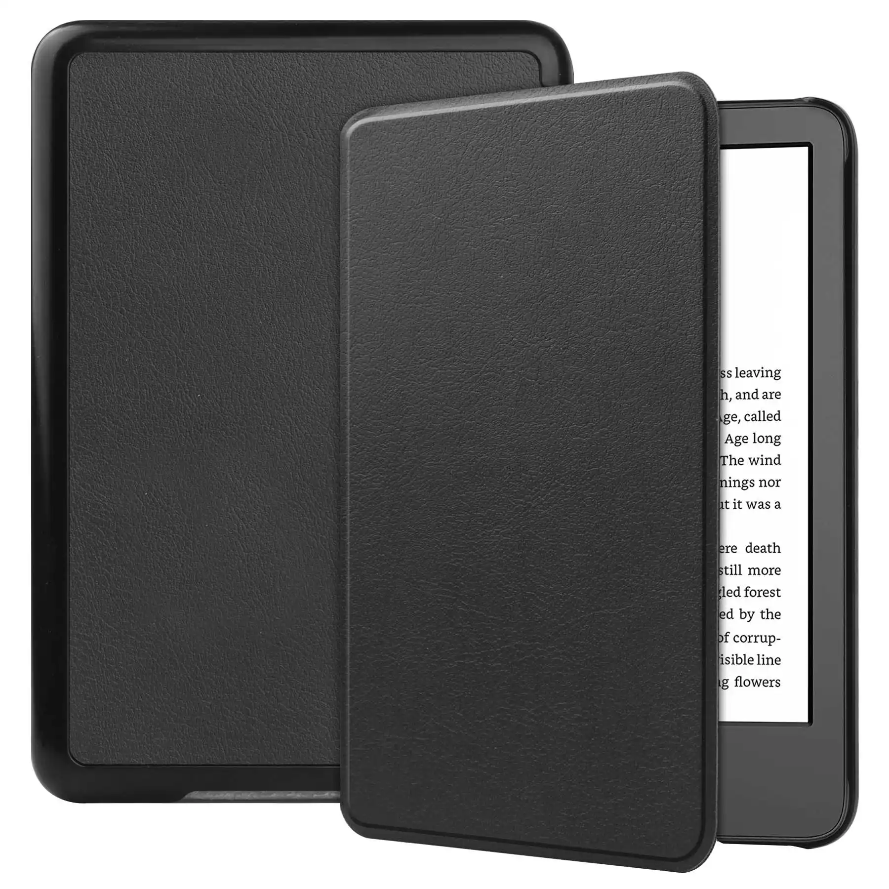 

For Amazon Kindle 6" (2022) Solid Color PU Leather Cover Auto Sleep / Wake Anti-Scratch E-Reader Case