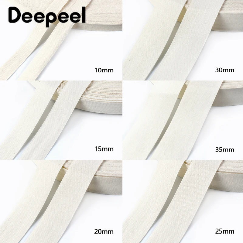 

1Pc(90M) 10/15/20/25/30/35mm Cotton Webbing Strap for Garment Bias Binding Decorative Braid Belt Sling Ribbon Sewing Accessories