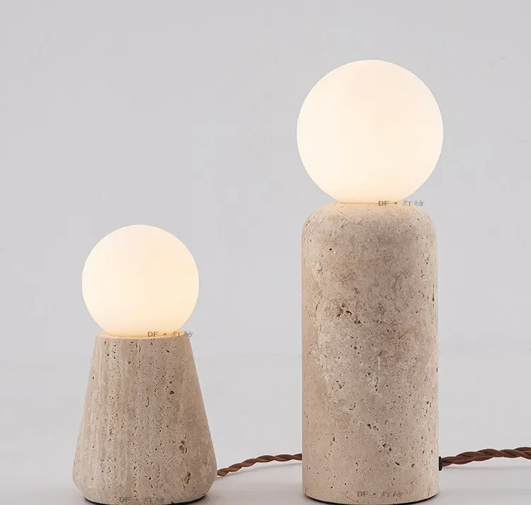 Retro Stone Lamp Design Bedroom Bedside Table Creative Decoration Small Floor Lamps Including Light Bulbs
