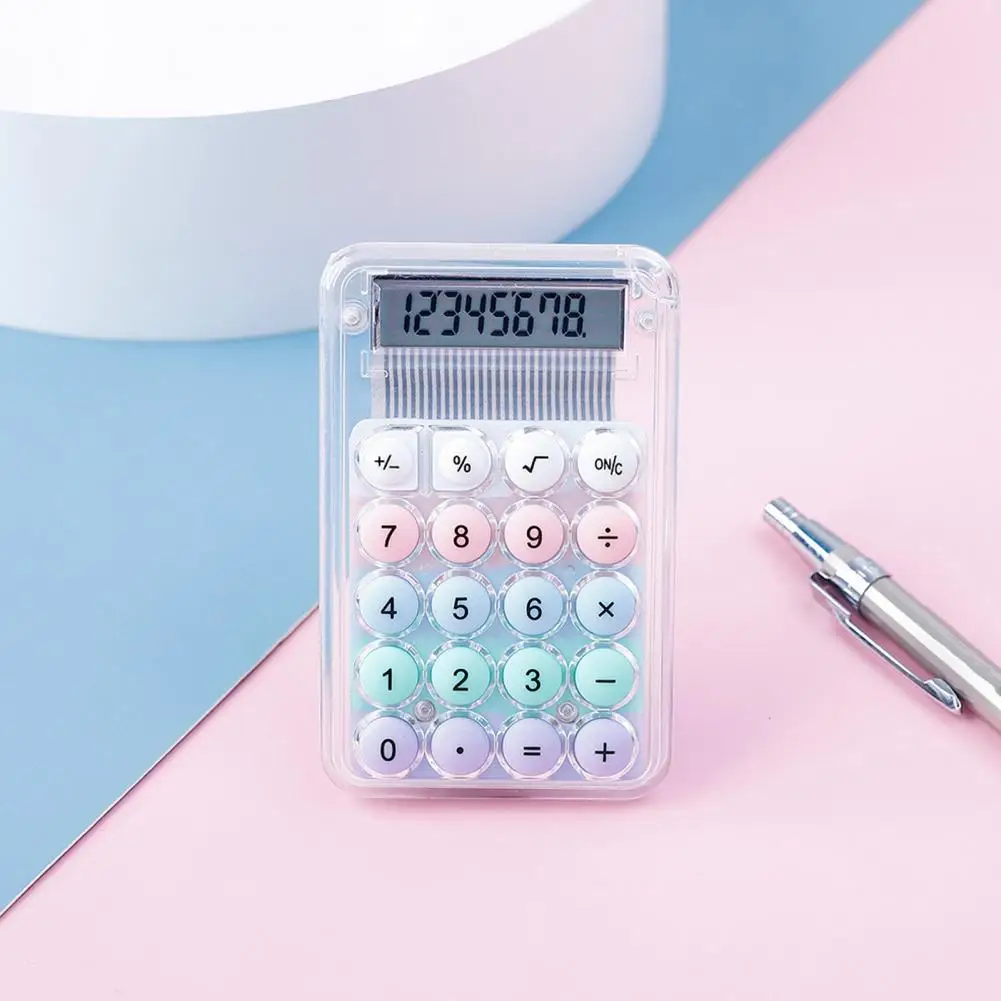 Mini Pocket Calculator Portable Handheld Calculator with Lcd Display Big Round Button for Student Exam Study Office Work Mini