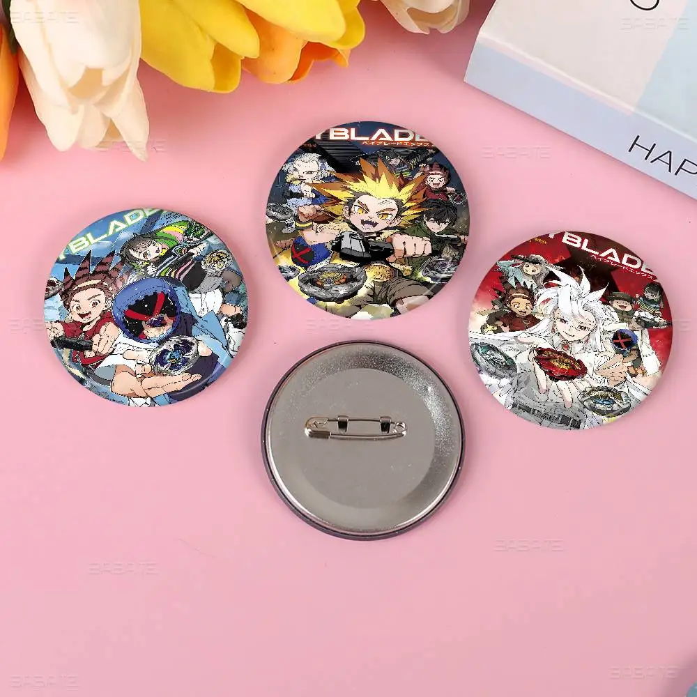 Anime B-beyblade X Vintage 32/44/58MM Customizable Button Pins Cute Funny Creative Badge Jewelry Decor Gifts For Friends