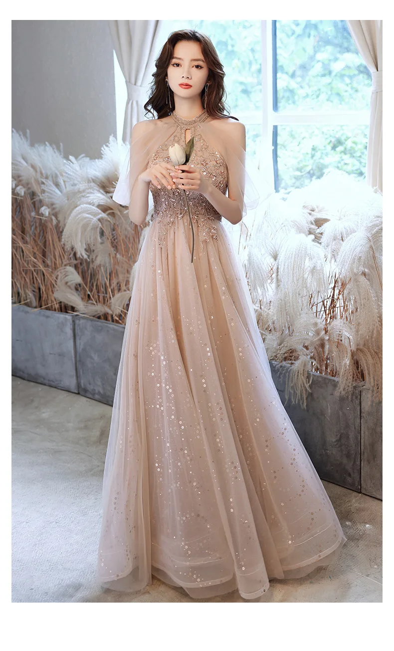 

Champagne Evening dresses 2026 New simple Ball Elegance Ladymaid Dress Host Grandiose One-Piece Dress