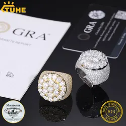 TUHE Unisex luxury VVS1 Moissanite 925 Silver Ring Stone Iced Out Couple Rings For Women Men Hip Hop Gifts