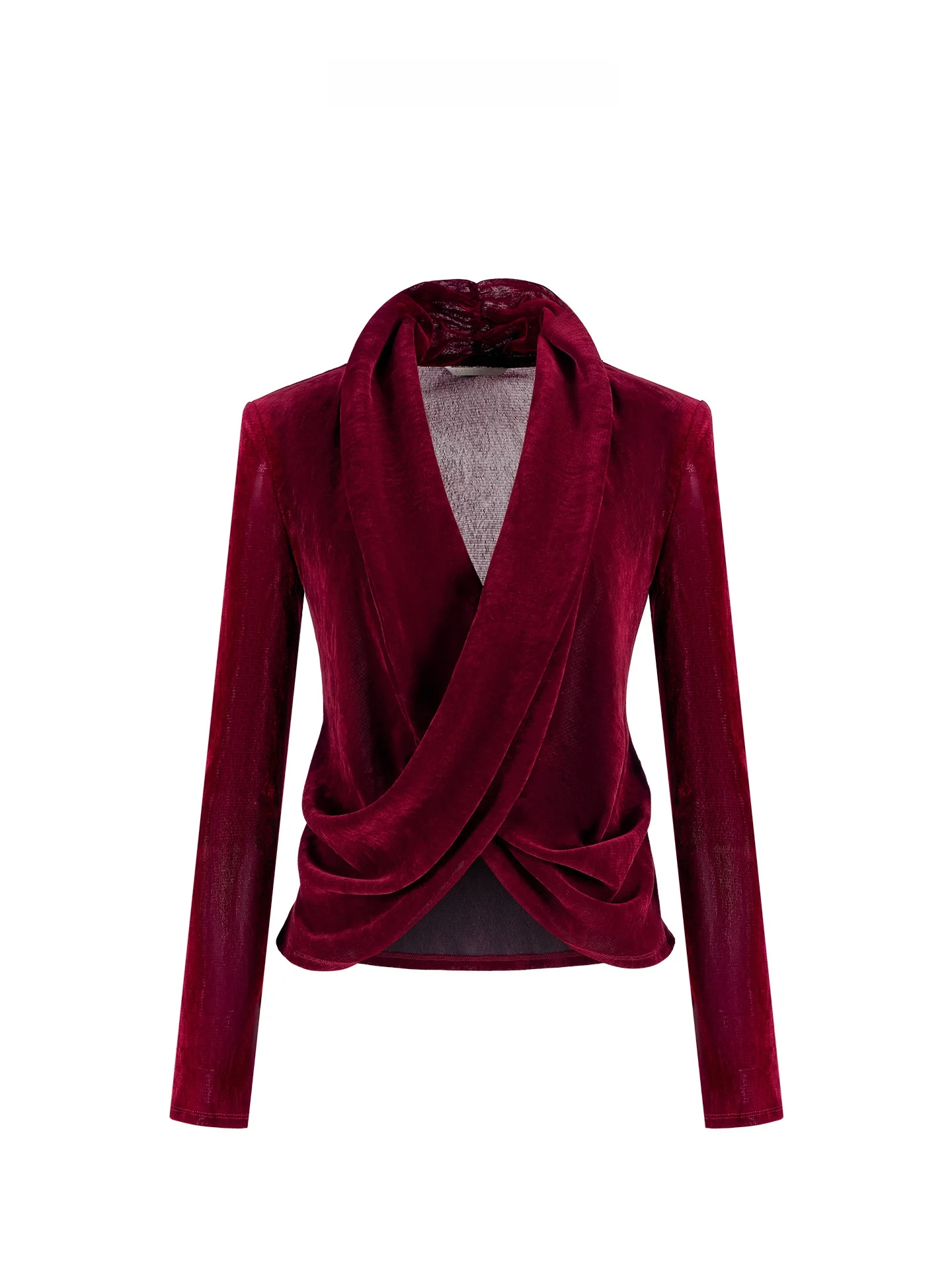 

Maggie Ma Vintage Elegant Cross V-neck Top Women's Regular Sleeve Long Length Fiber Blend Fashionable Shirt