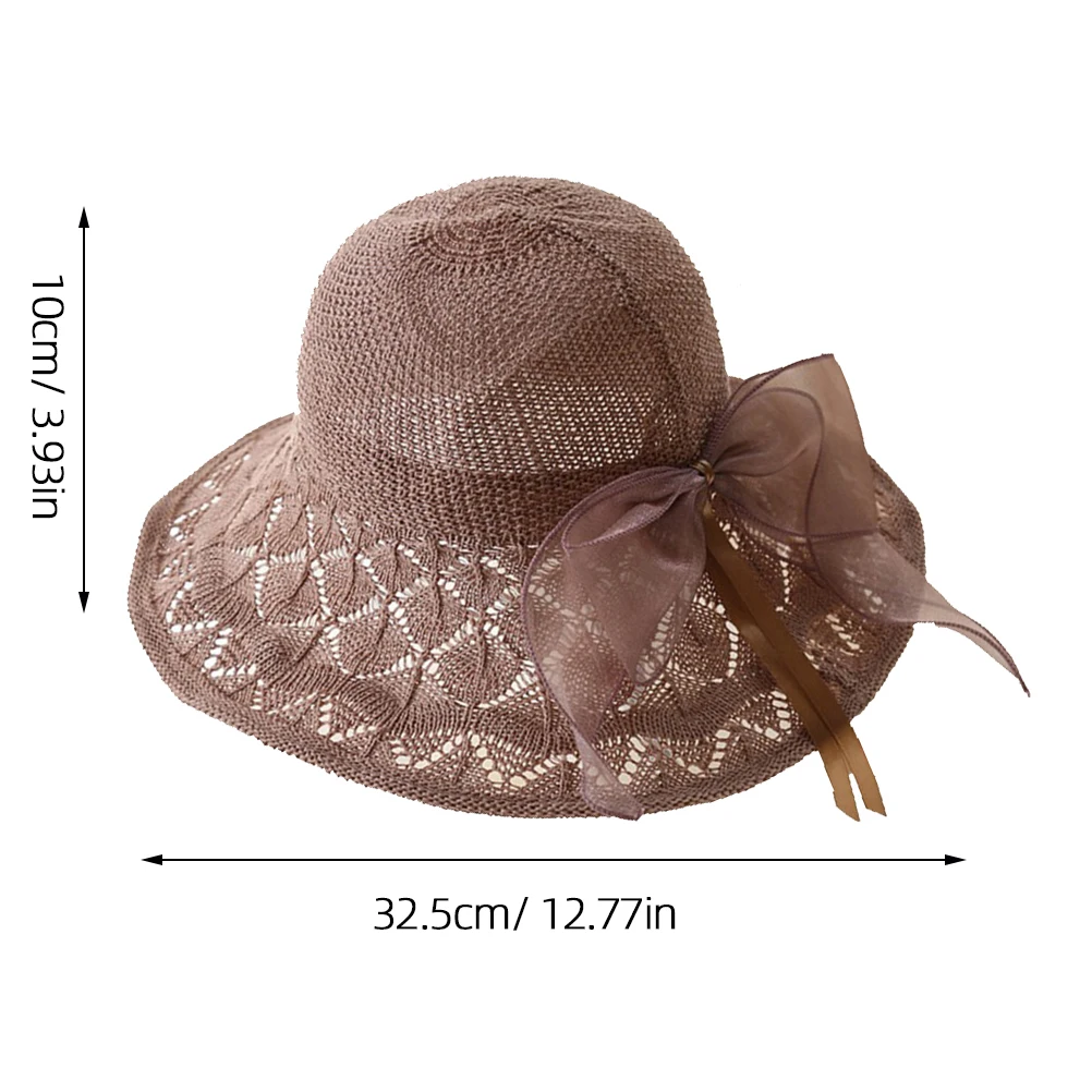 

1pc Mesh Sun Hat Fashionable Shade Coffee Color Foldable Sun Protection Cap Women Beach Vacation Gardening
