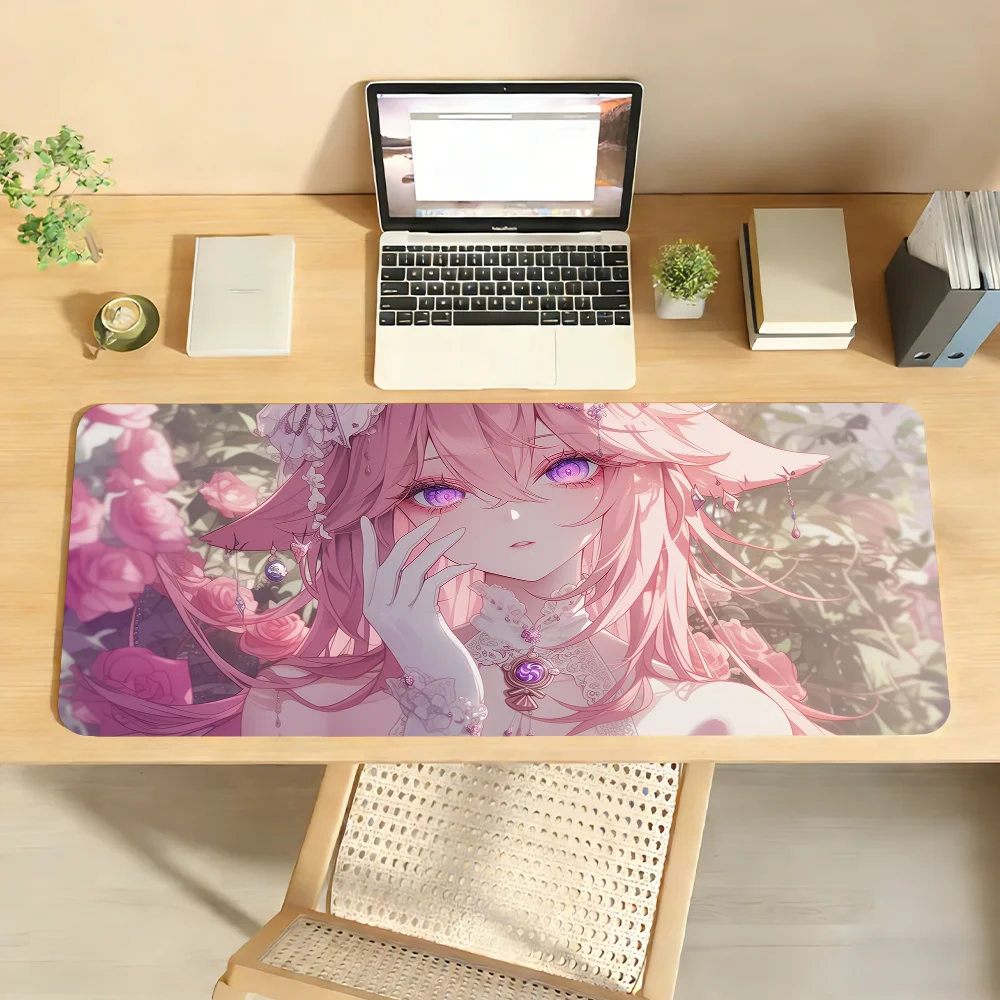 

Genshin Impact Yae Miko Mouse Pad Non-slip Locking Edge DeskMat PC Laptop Accessories Rubber Office Keyboard Large Game carpet