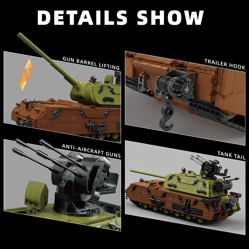 Militaire WW2 3339 Stuks Panzer VIII Maus Super Zware Tank Bouwstenen Technische Duitse Leger Wapens Bricks Onderwijs Speelgoed Gift