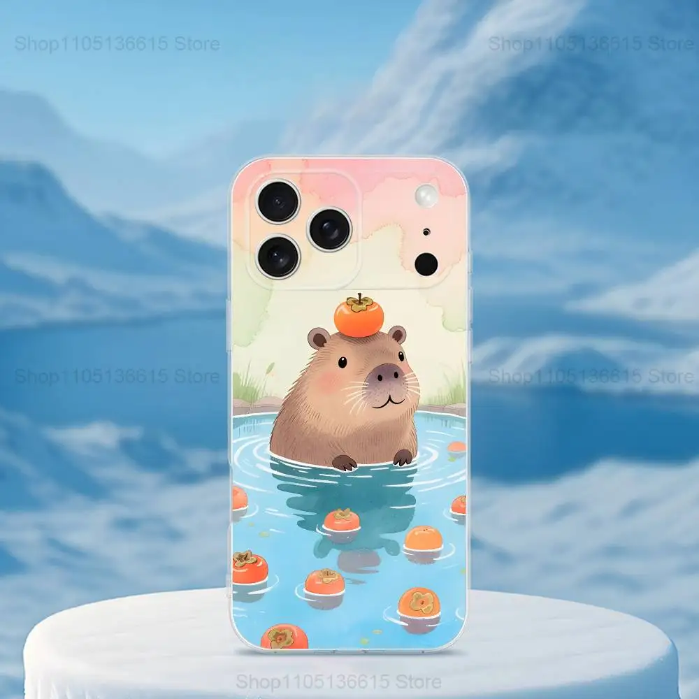 Funda de teléfono con pintura de capibara para iPhone 16,15,14,13,12,11,17 Pro,Max,Plus,X,XS,XR,SE,Mini cubierta suave transparente