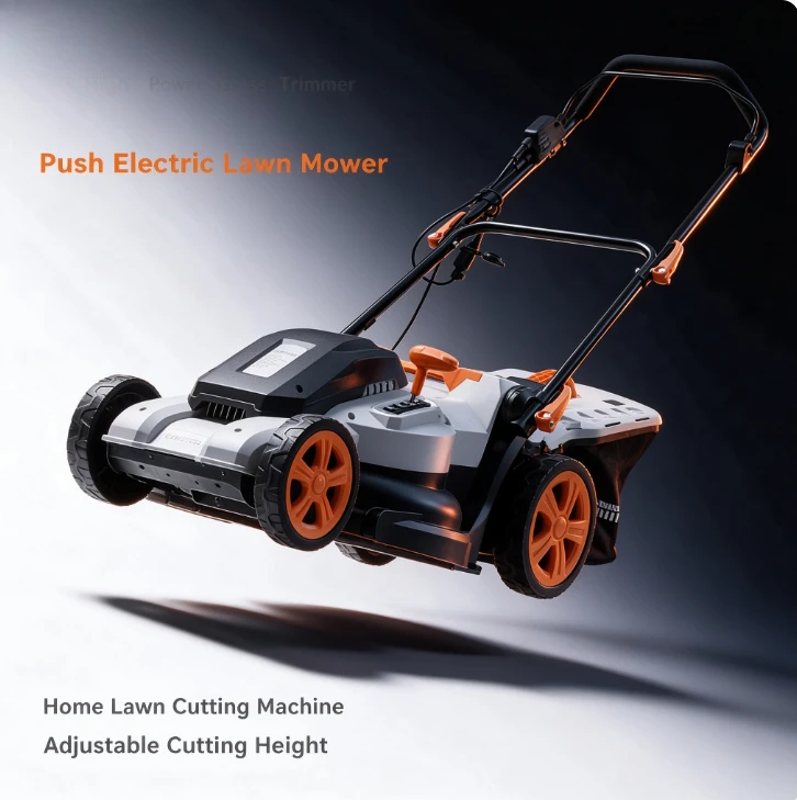 Hand‑push Electric Lawn Mower Household Small Weeding Machine High Power Lawn Trimmer Grass Cutter for Garden Yard Grass Cutting