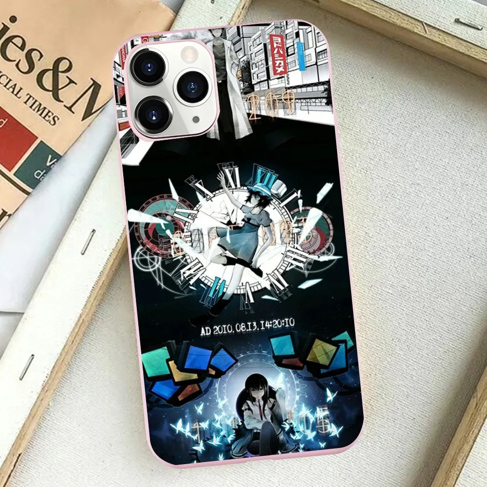 Steins Gate Anime Phone Case for iPhone 14 11 12 13 Mini Pro Xs Max 8 7 6 6S Plus X XR Solid Candy Color Case