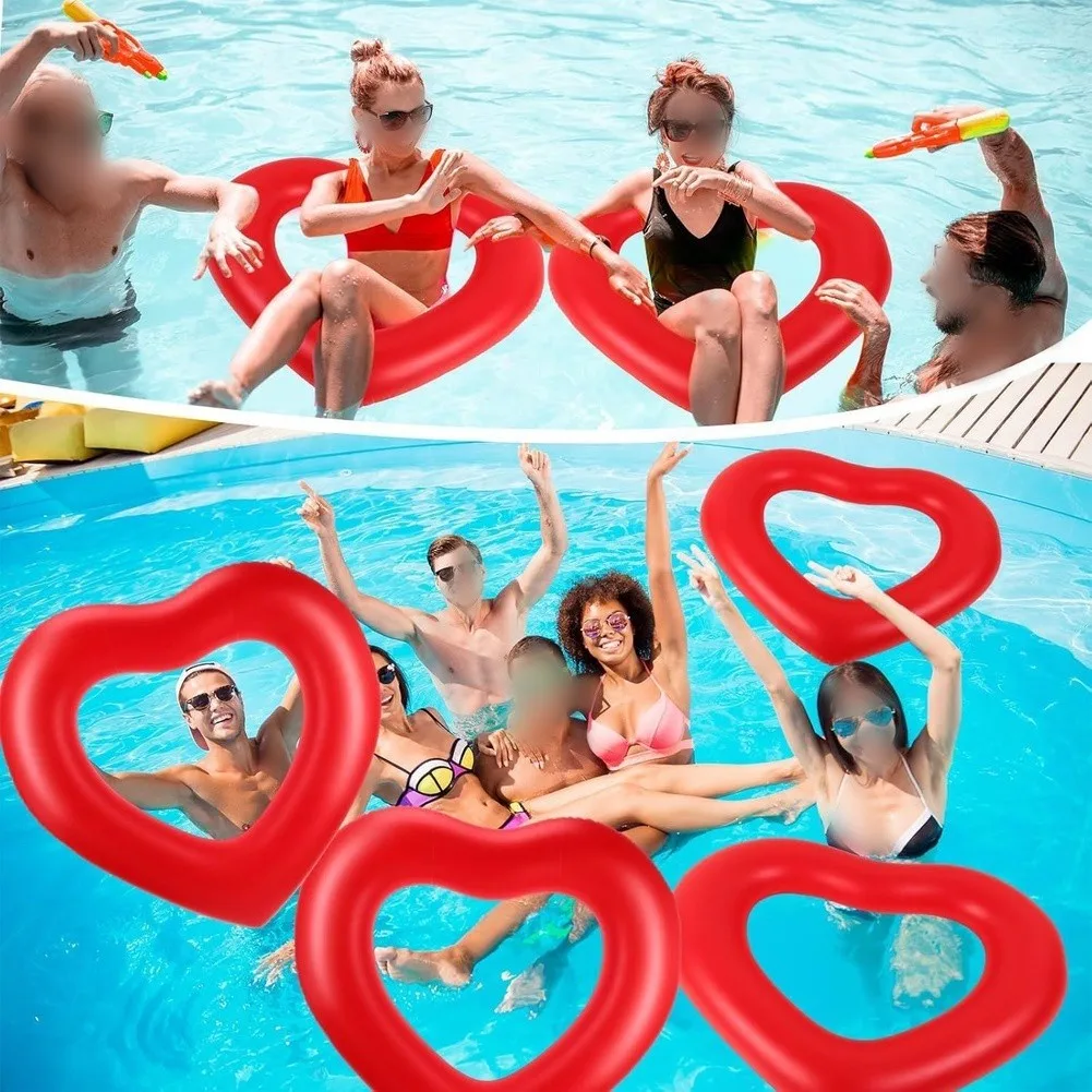 Heart Design Inflatable Ring for Swimming Support Floating and Decorative Use During For Pool Parties and Vacation Trips