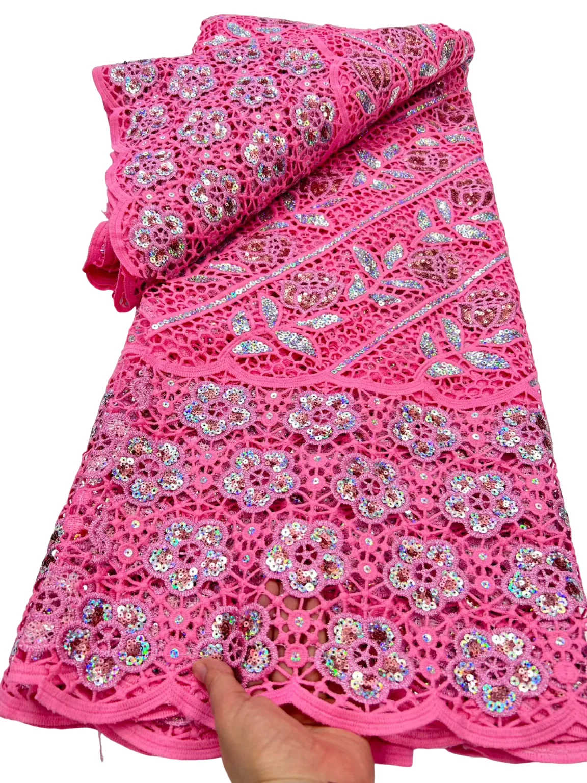 

Новая высококачественная гипюровая кружевная ткань 2026, трикотажная африканская кружевная ткань с блестками, нигерийское водорастворимое вечернее платье для женщин