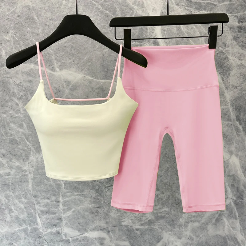 

Seamless Yoga Set Sports Fitness High Waist Hip-lifting Shorts Tight Summer Bra Top Running Workout Clothing Gym Sportswear Suit