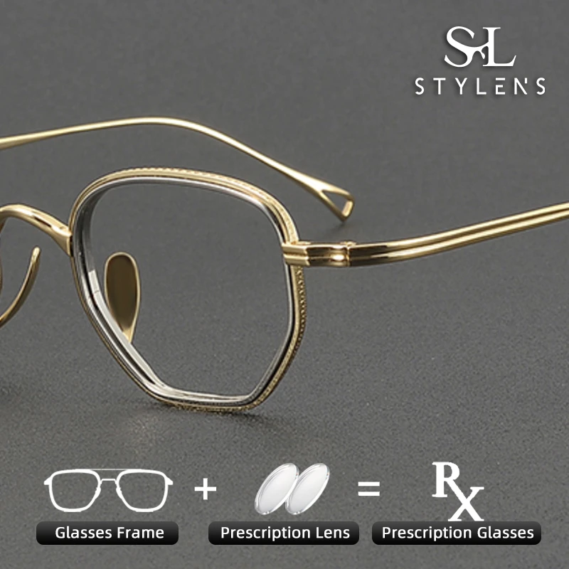 

STYLENS Handmade Pure Titanium Prescription Eyewear Designer Designs Retro Men Women Anti Blue Light Progressive Eyewear KMN1235