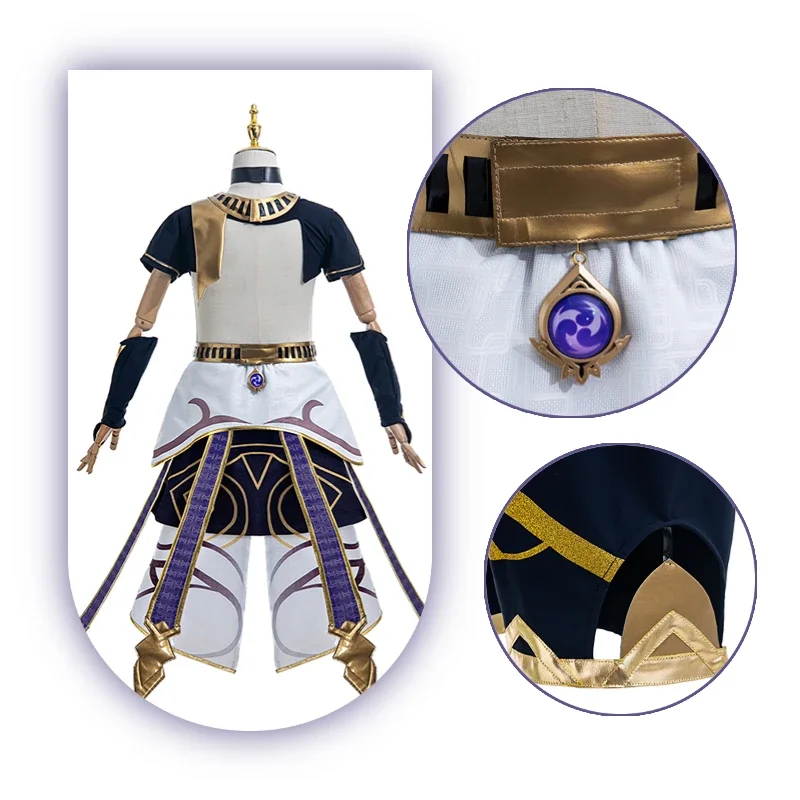 ROLECOS Gioco Genshin Impact Cyno Costume Cosplay Uomo Uniforme da combattimento Costume da ragazzo Costume da festa di Halloween Set completo con cappello