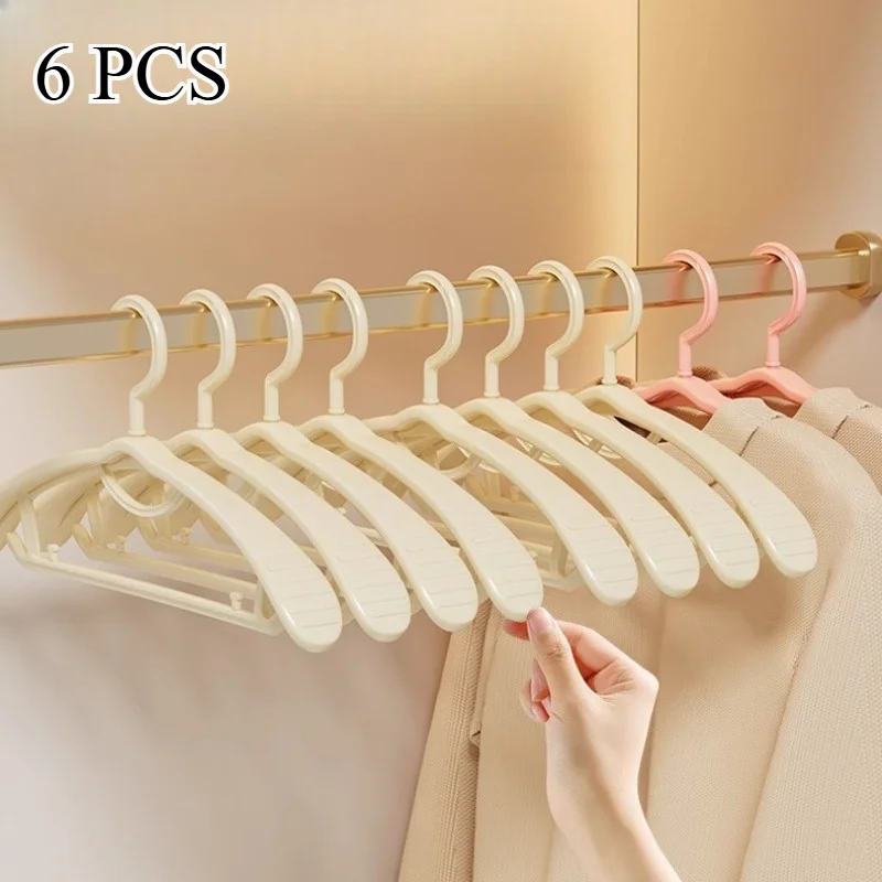 

6pcs Heavy Duty Clothes Hangers with Thickened Wide Shoulders | Durable Plastic Space-Saving Closet Organizer Hooks for Jackets