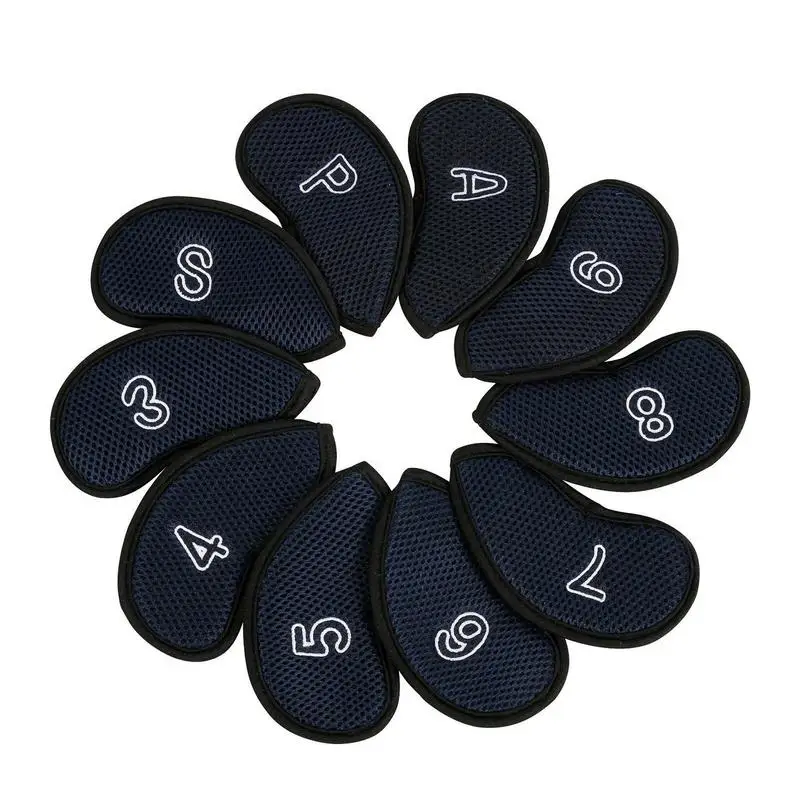 10pcs Golf Head Covers Golf Iron Headcover 3 4 5 6 7 8 9 S A P Golf Putter Club Headcovers Protector Golf Accessories Supplies