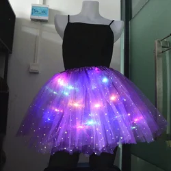 Adult Women Teens LED Skirt Star Butterfly Neon Light Up Tutu Ballet Tulle Dance Glow Birthday Party Halloween Wedding Festival