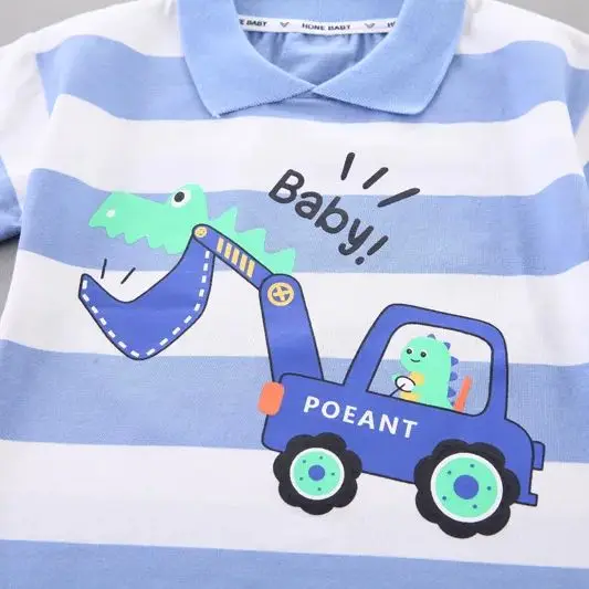 Baby New Summer Cartoon Clothing Children Boy Girls Printe Excavator T Shirt Shorts 2Pcs/sets Kids Infant Toddler Cacual