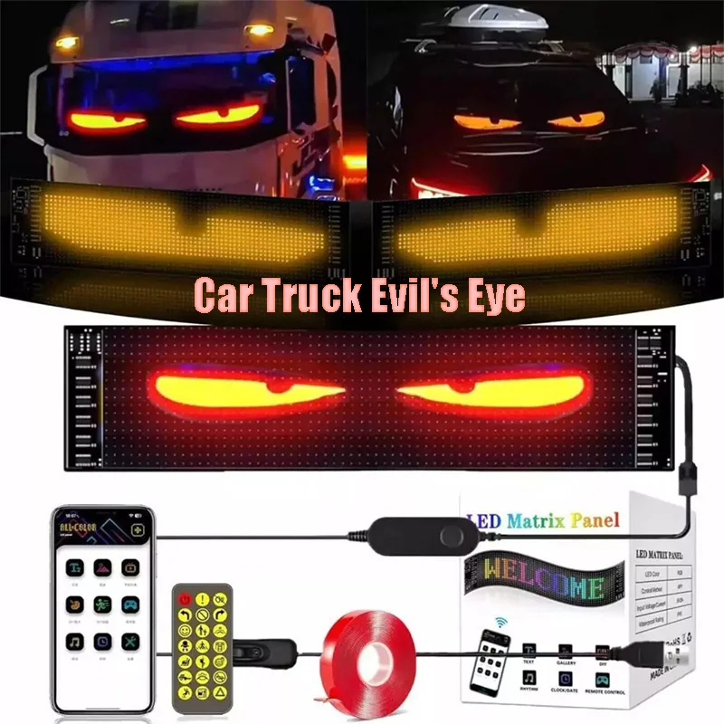 LED Car Truck Evil's Eye Light DIY Programmable Sign Animation LED Matrix Panel Multilingual Big Size LED Panel Flexible Display
