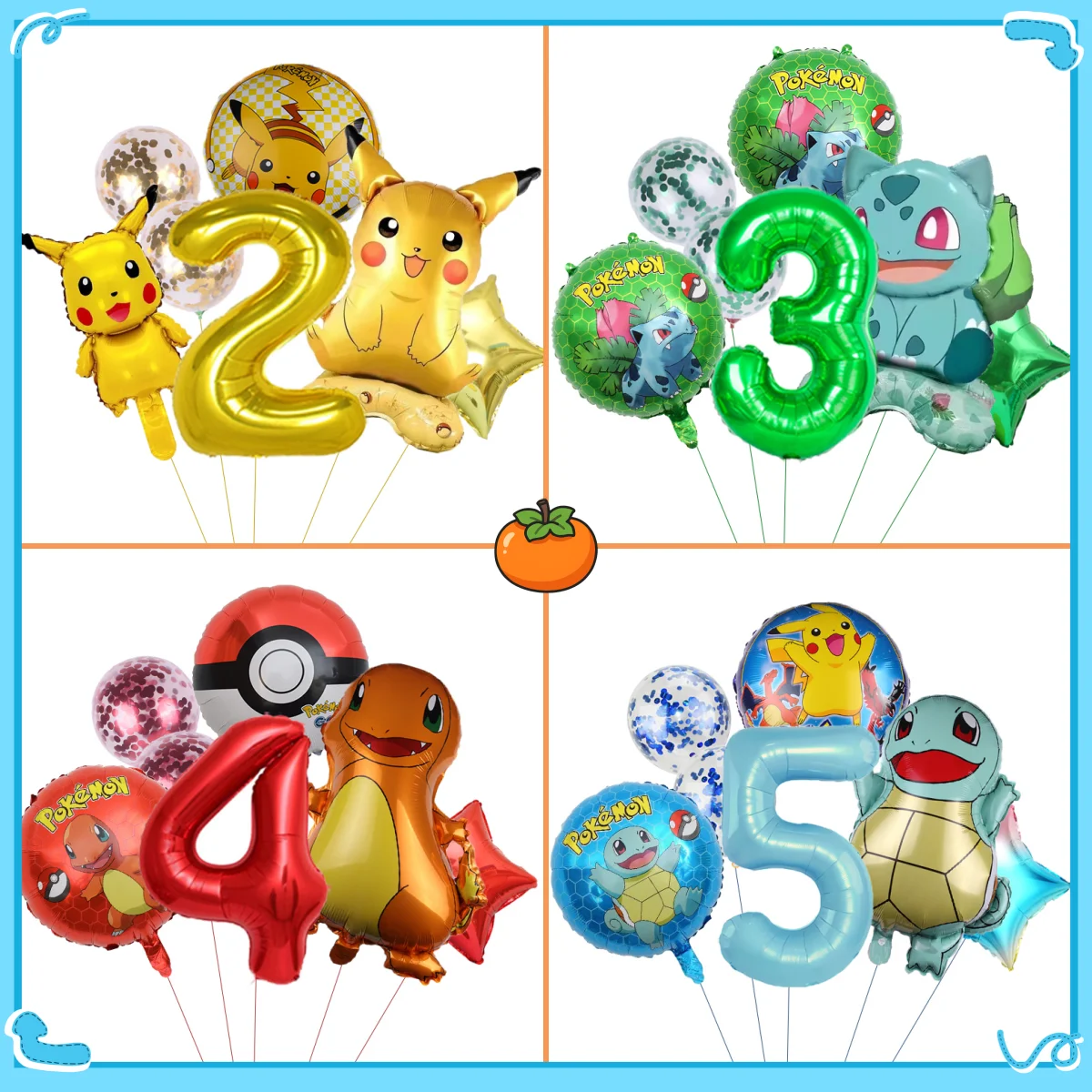 Plant Parent Gifts - 7pcs Pokemon Balloon Set Pikachu Charmander