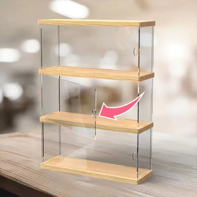 Clear Acrylic Figures Display Cabinet, Car Model Display Case, Household Blind Boxes, Assemble Wood Toy & Perfume Storage Boxes