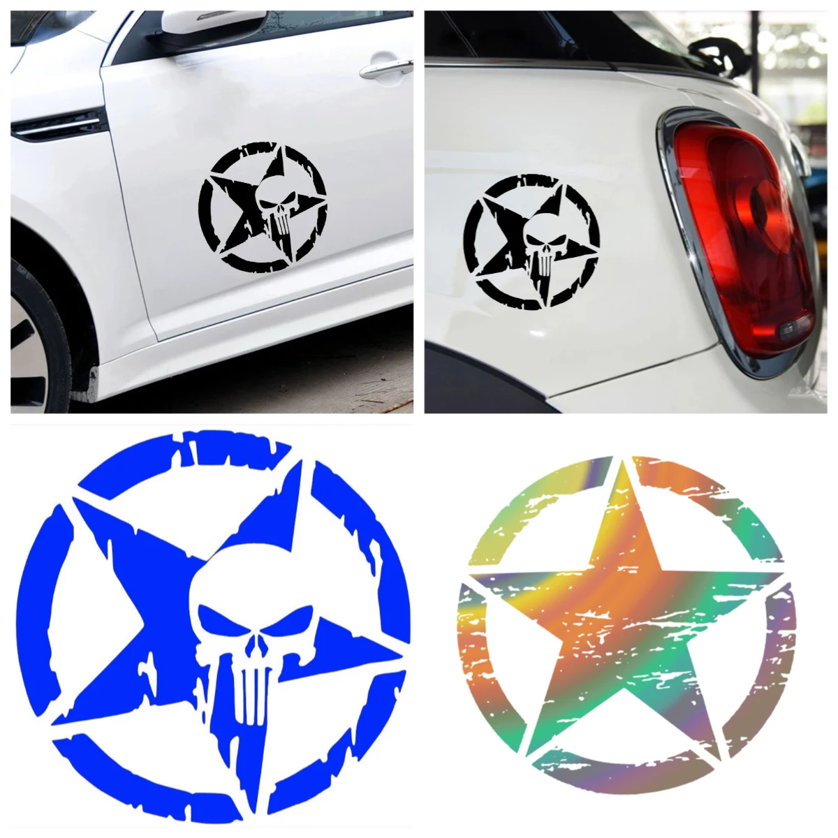 

Hot Sale Skull Car Sticker | Pentagram Star Vinyl Decal for Motorcycle Body & Truck Decoration
