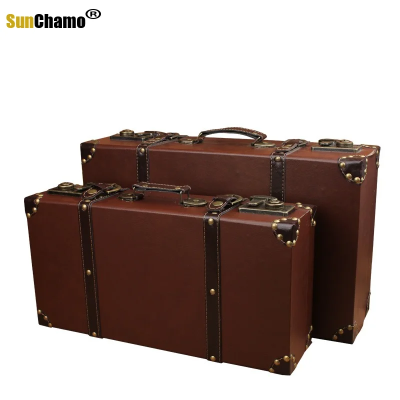 Suitcase Retro Wedding Suitcases Wooden Chest Luggage Display Window Home Decoration Accessories Decore Decor