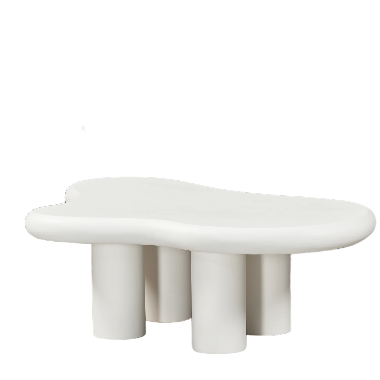 

Hot Sale Apartment Cream Style Cloud Shape Coffee Table Concrete White 4 Legs Center Table